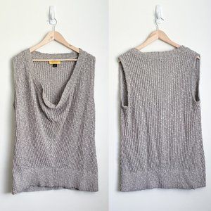 St. John Chunky Knit Sweater Vest Cowl Neck | neutral, capsule wardrobe